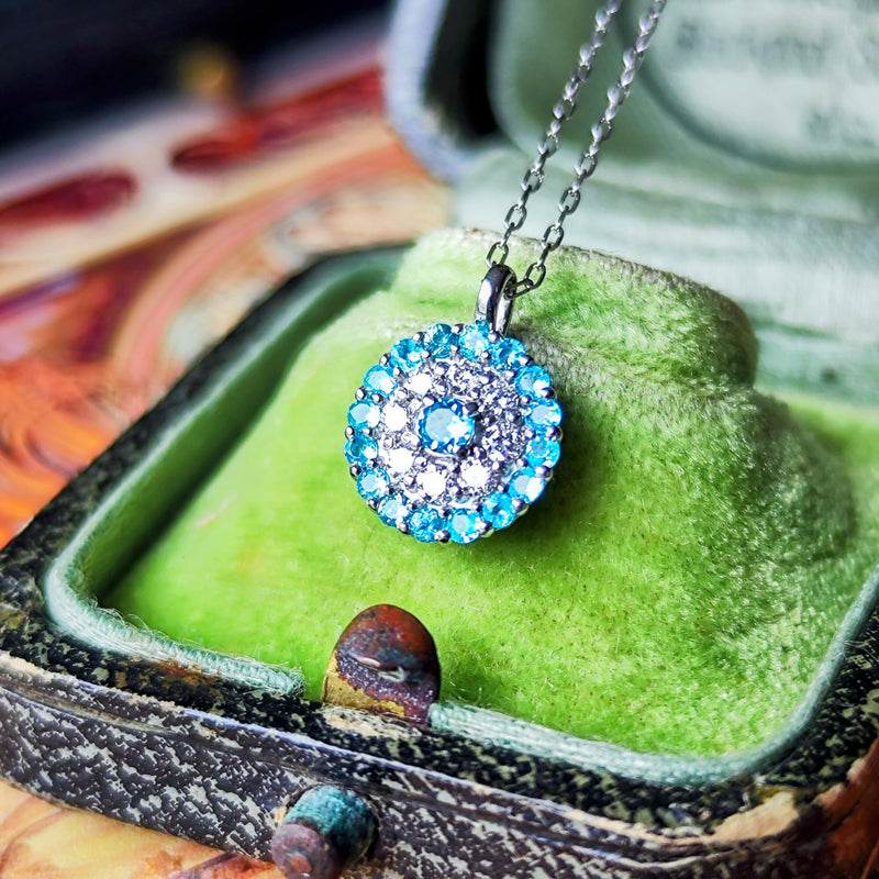 天然パライバトルマリン 天然ダイヤモンド ネックレス