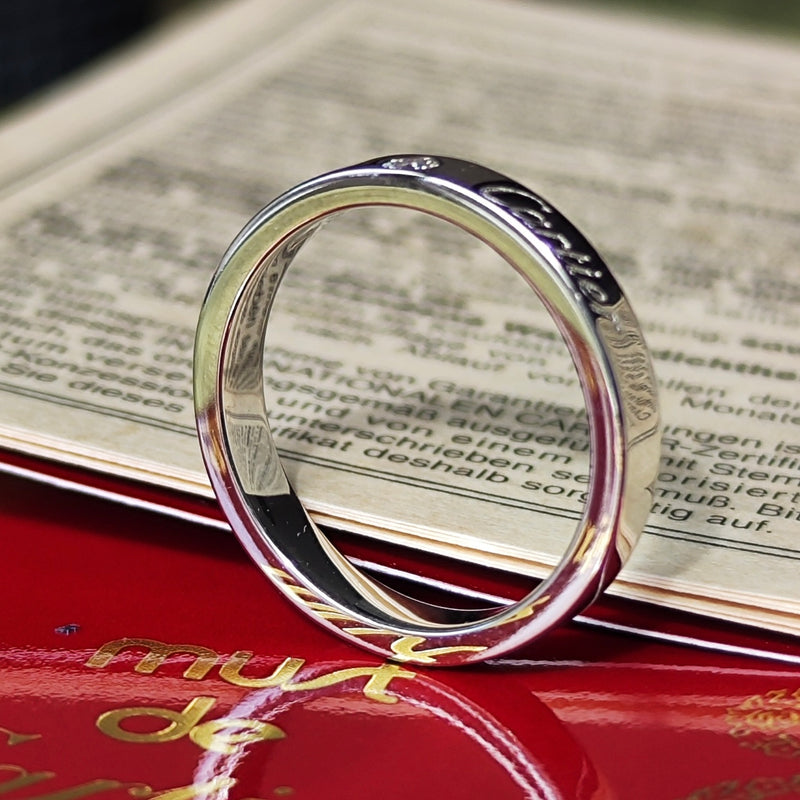 Cartier カルティエ エングレーブド ダイヤモンドリング プラチナ 8号