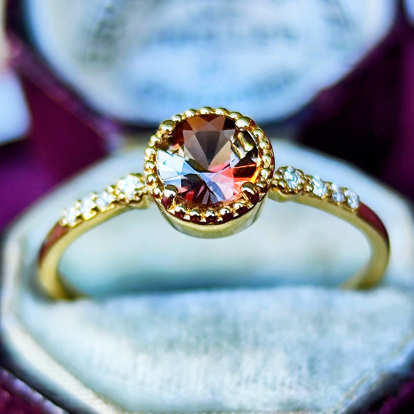 天然アンダリュサイト 天然ダイヤモンド リング