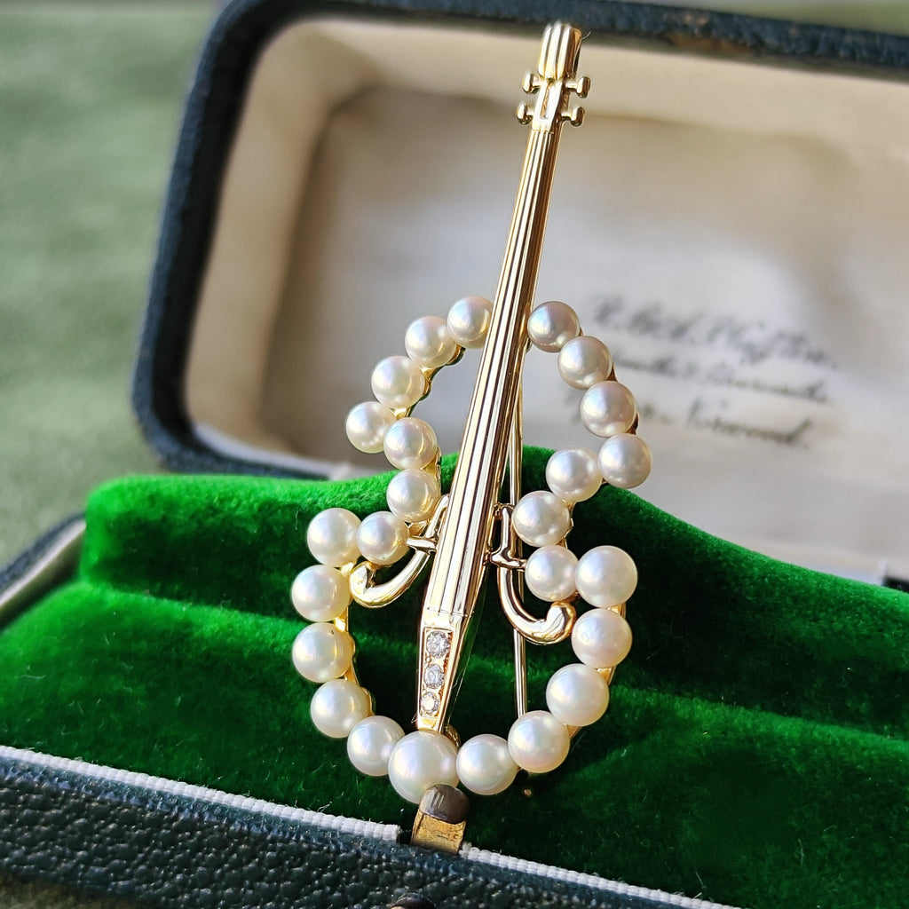 MIKIMOTO ミキモト チェロのモチーフ ブローチ – Mico宝飾店 MIKIMOTO ミキモト チェロのモチーフ ブローチ – Mico宝飾店