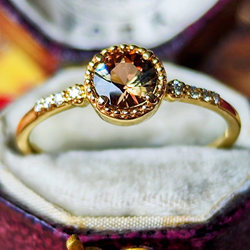 天然アンダリュサイト 天然ダイヤモンド リング