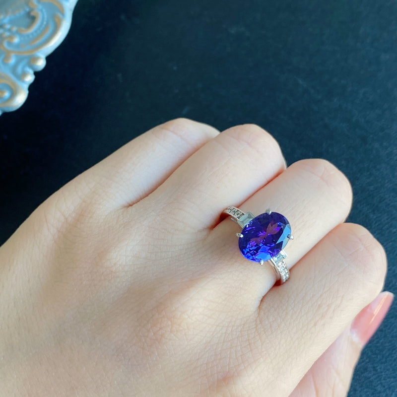 【大粒 4.42ct】天然タンザナイト 天然ダイヤモンド リング