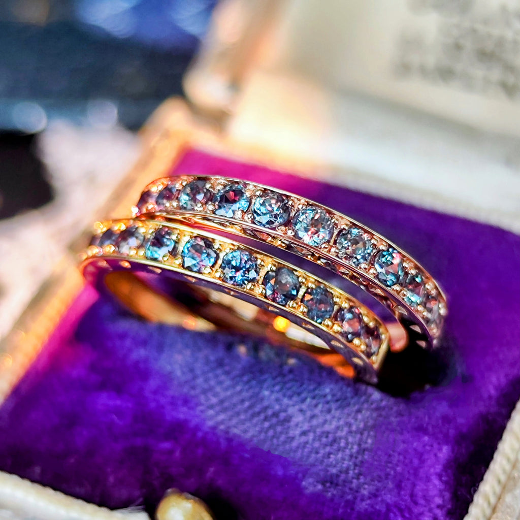 天然アレキサンドライト 0.63ct ハーフエタニティリング 18金PG