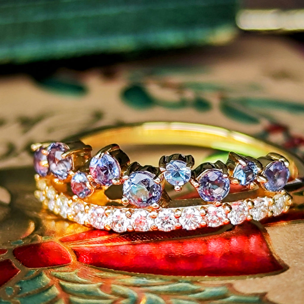 天然アレキサンドライト 0.49ct 天然ダイヤモンド リング