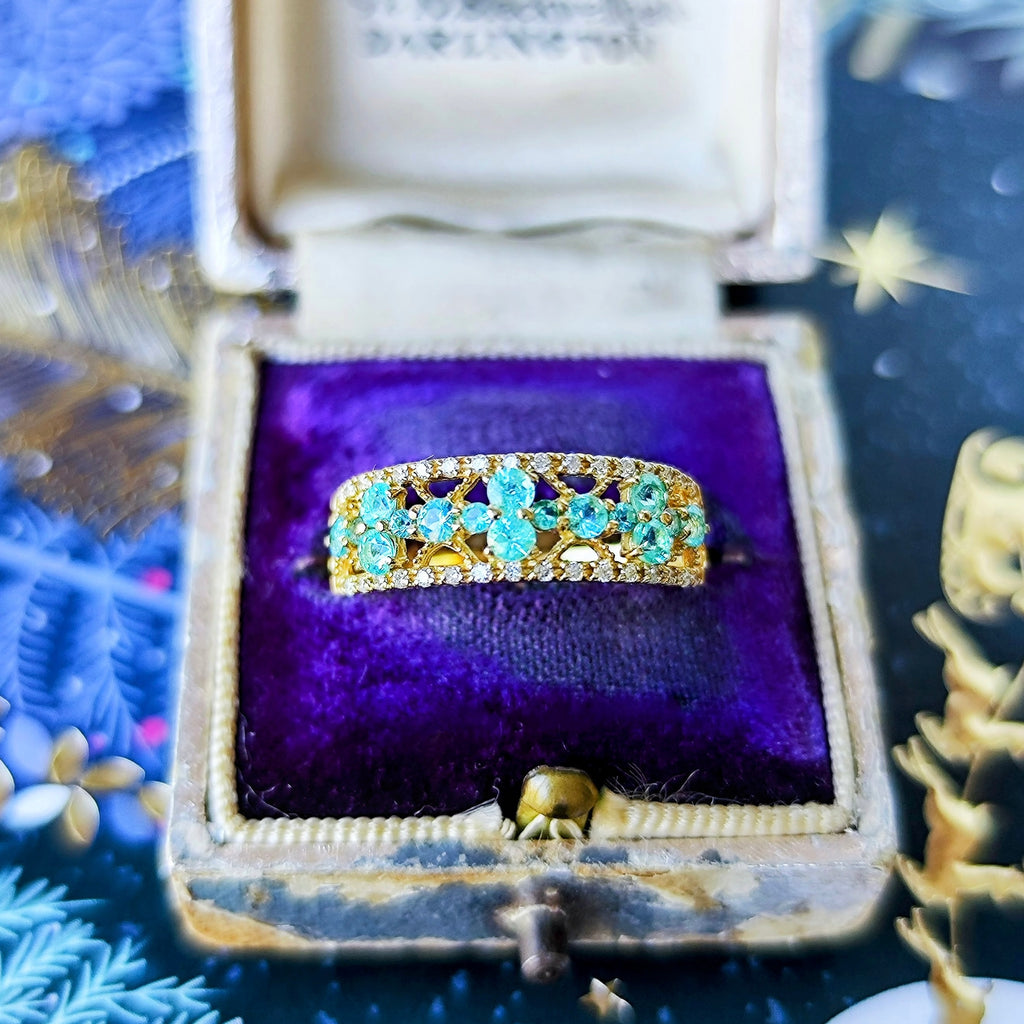 天然パライバトルマリン 天然ダイヤモンド 18金リング