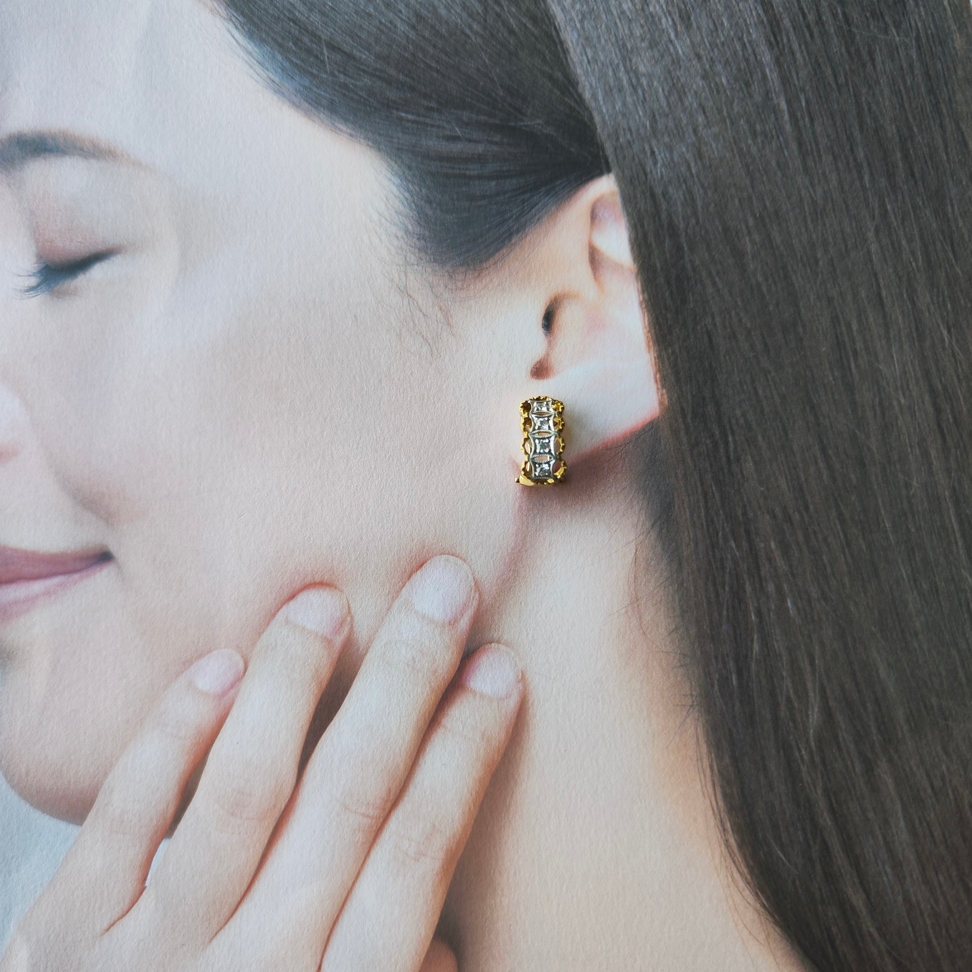 【フィレンツェ彫り】天然ダイヤモンド 18金 イヤリング