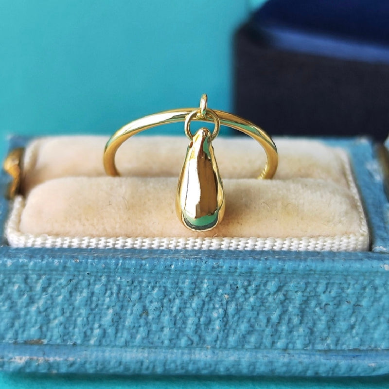 【オールドティファニー】TIFFANY &Co ティファニー ティアドロップ リング 18金YG 8号 リング
