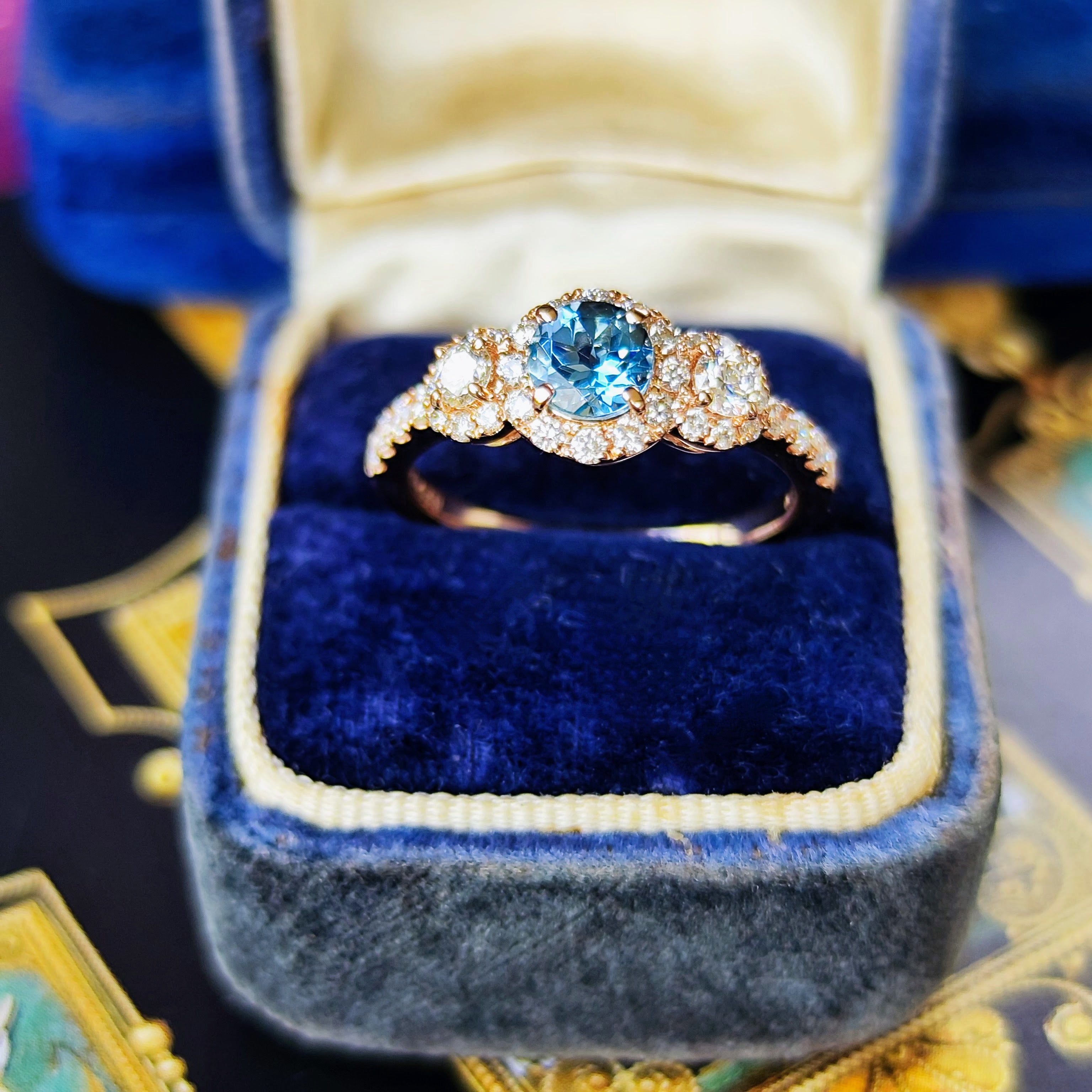 サンタマリア】天然アクアマリン 0.47ct 天然ダイヤモンド リング