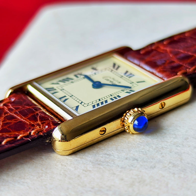Cartier カルティエ マストタンク ヴェルメイユ ローマンダイヤル アイボリー クォーツ腕時計