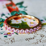 天然パパラチアサファイア ハーフエタニティリング