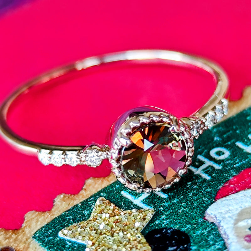 天然アンダリュサイト 天然ダイヤモンド リング