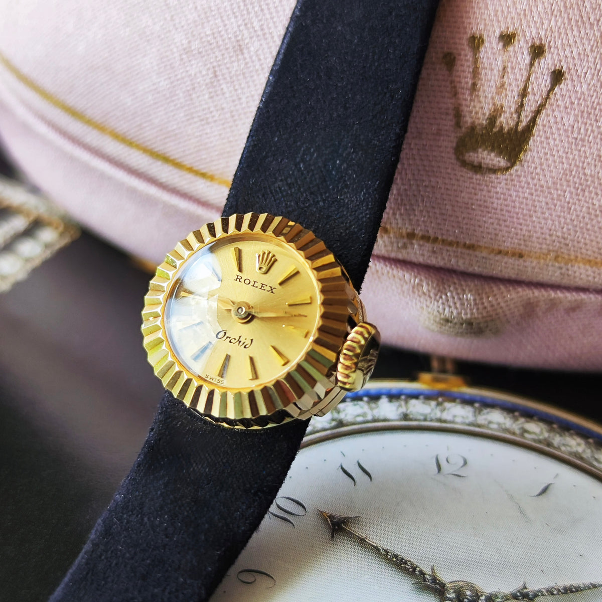 【OH済み】ROLEX ロレックス CHAMELEON カメレオン Orchid 18金無垢 手巻き腕時計