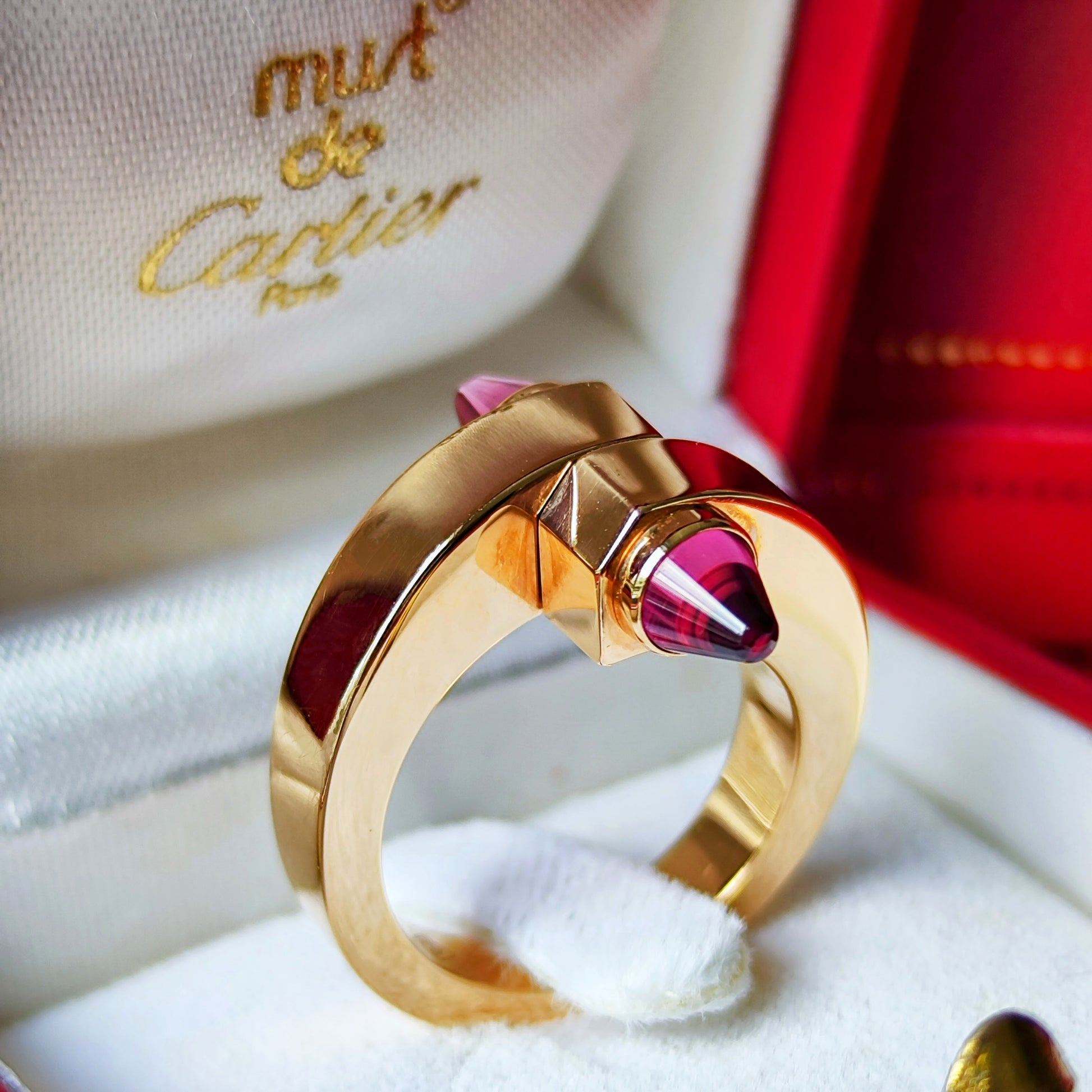 【Vintage Cartier】カルティエ メノットリング ガーネット 18金PG 10号