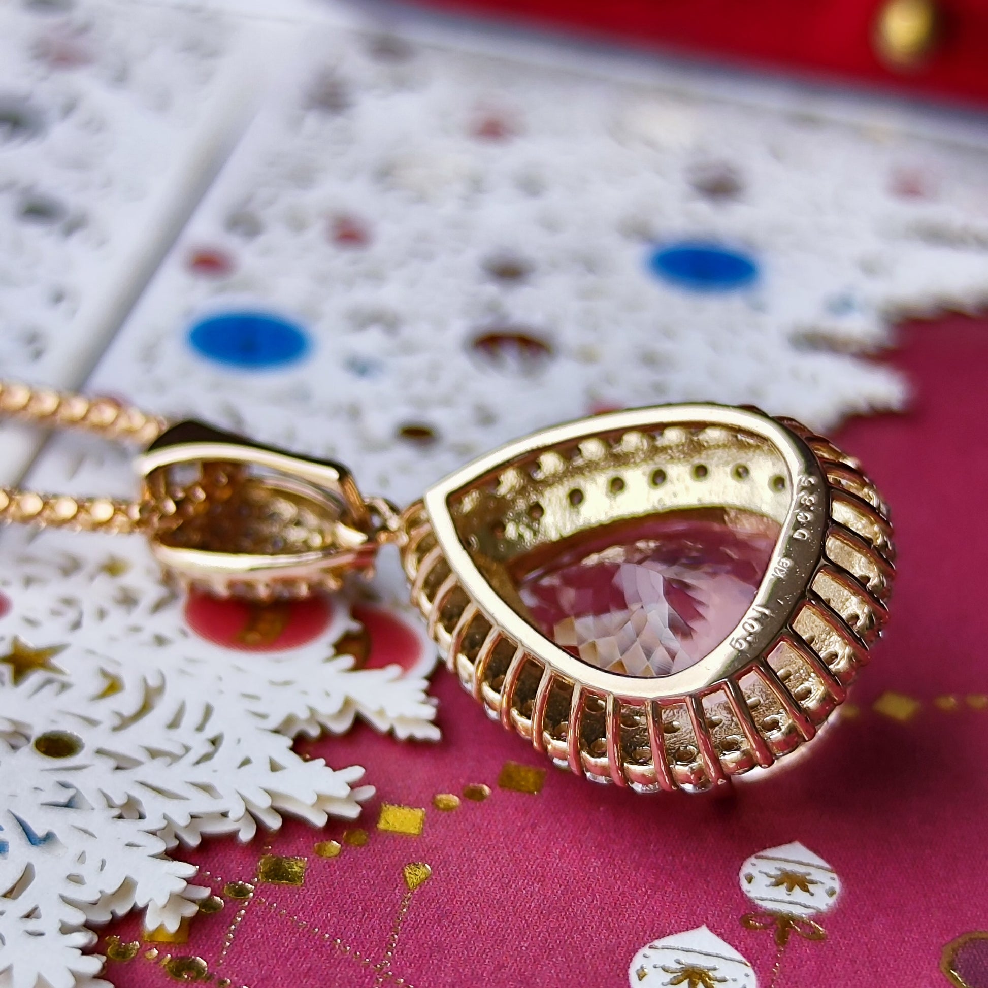 天然モルガナイト 5.01ct 天然ダイヤモンド ネックレス