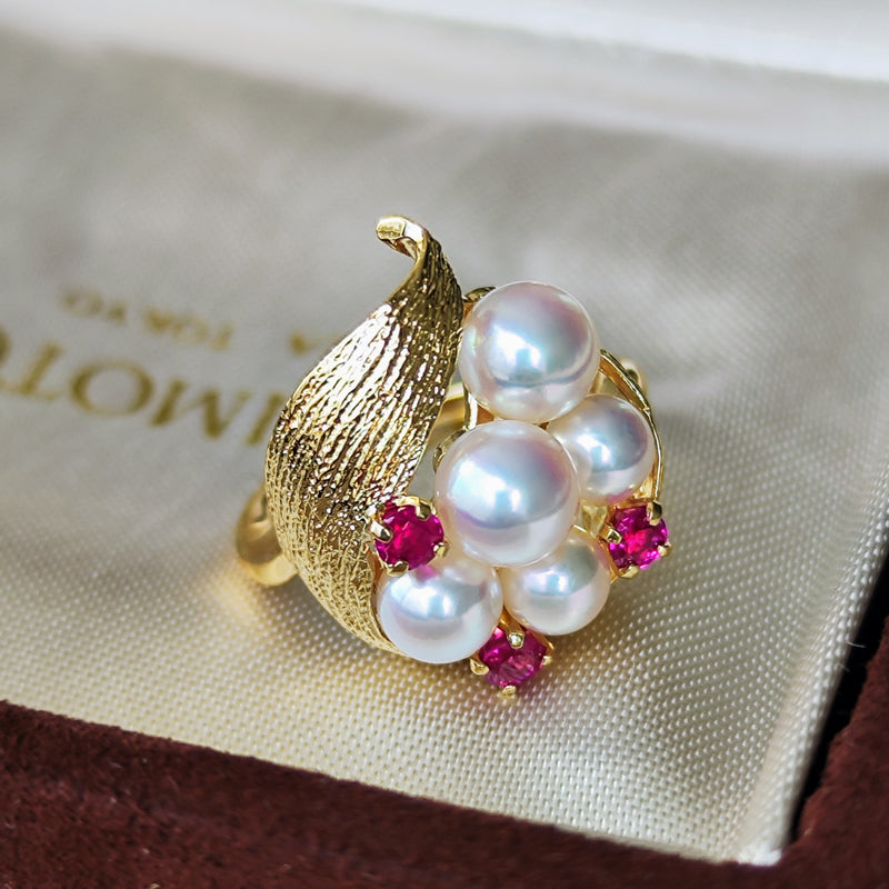 MIKIMOTO ミキモト あこや真珠 天然ルビー リング