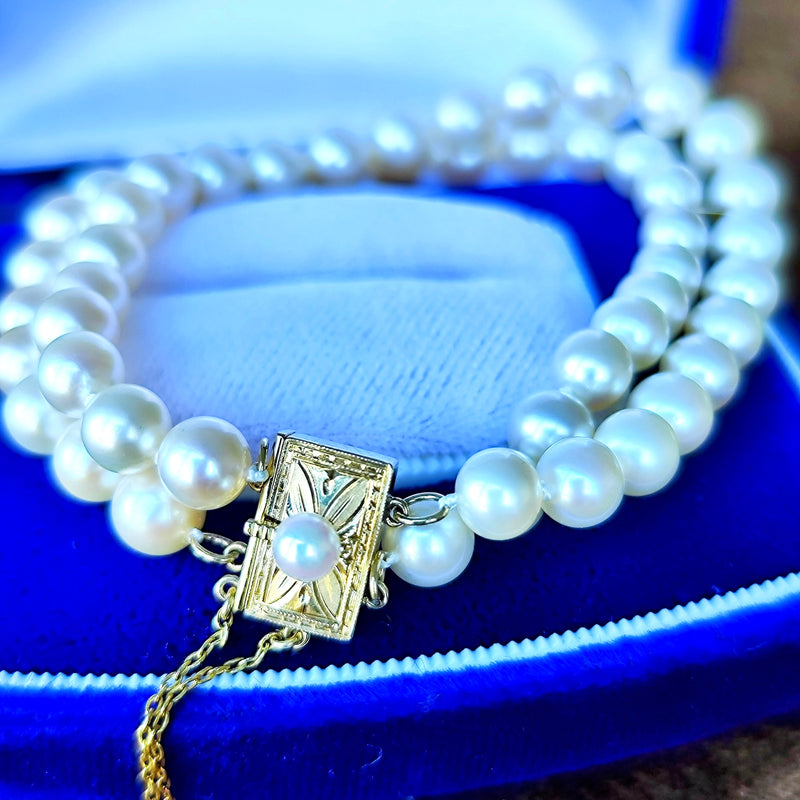 MIKIMOTO ミキモト あこや真珠 2連 ヴィンテージ ブレスレット