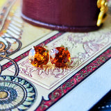 天然スぺサルティンガーネット 18金ピアス