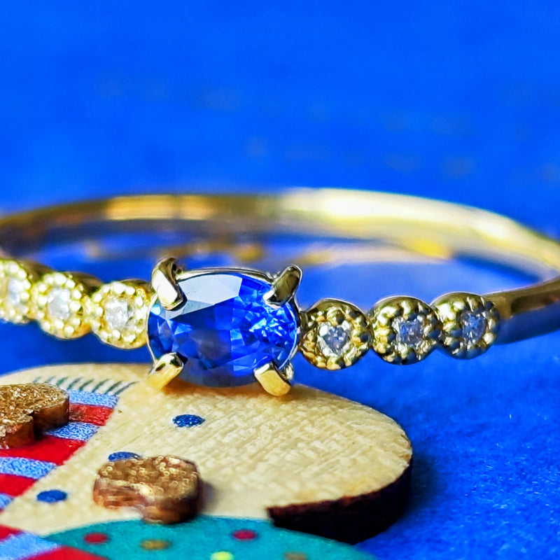 【コーンフラワー】天然サファイア 天然ダイヤモンド