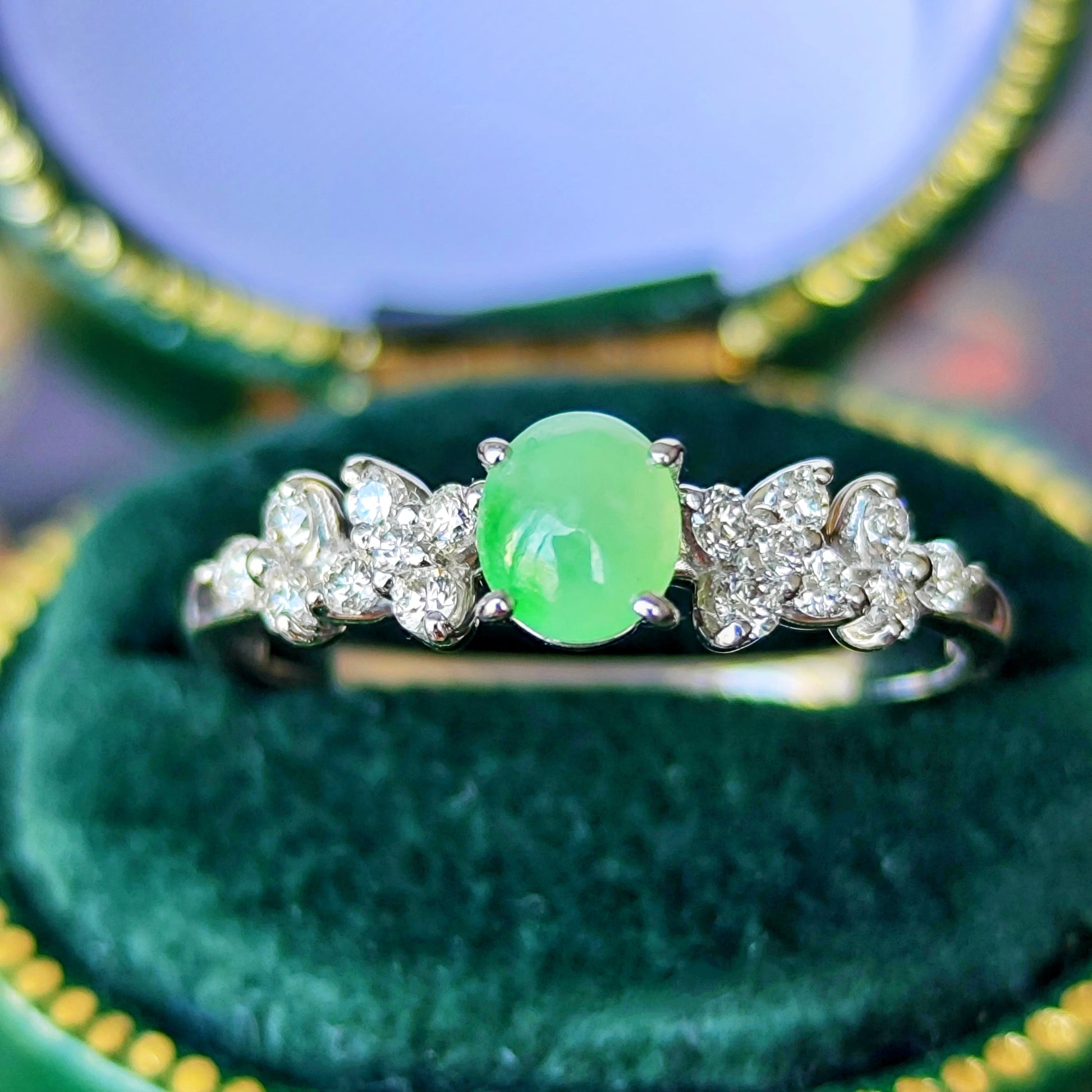 天然翡翠 天然ダイヤモンド プラチナリング