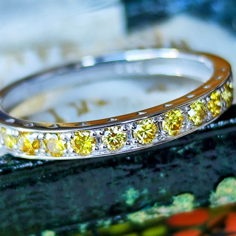 【イエローダイヤ】天然ダイヤモンド ハーフエタニティリング