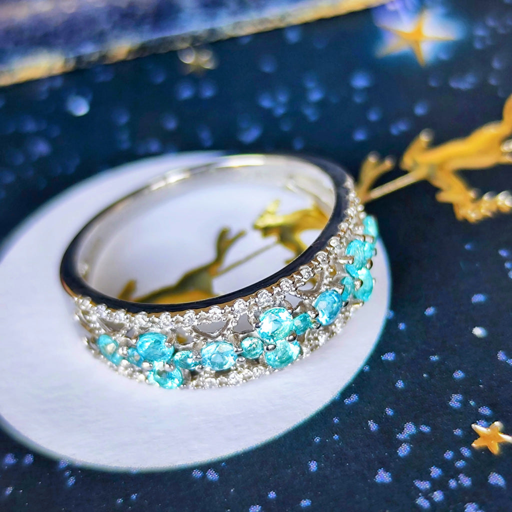 天然パライバトルマリン 天然ダイヤモンド プラチナリング