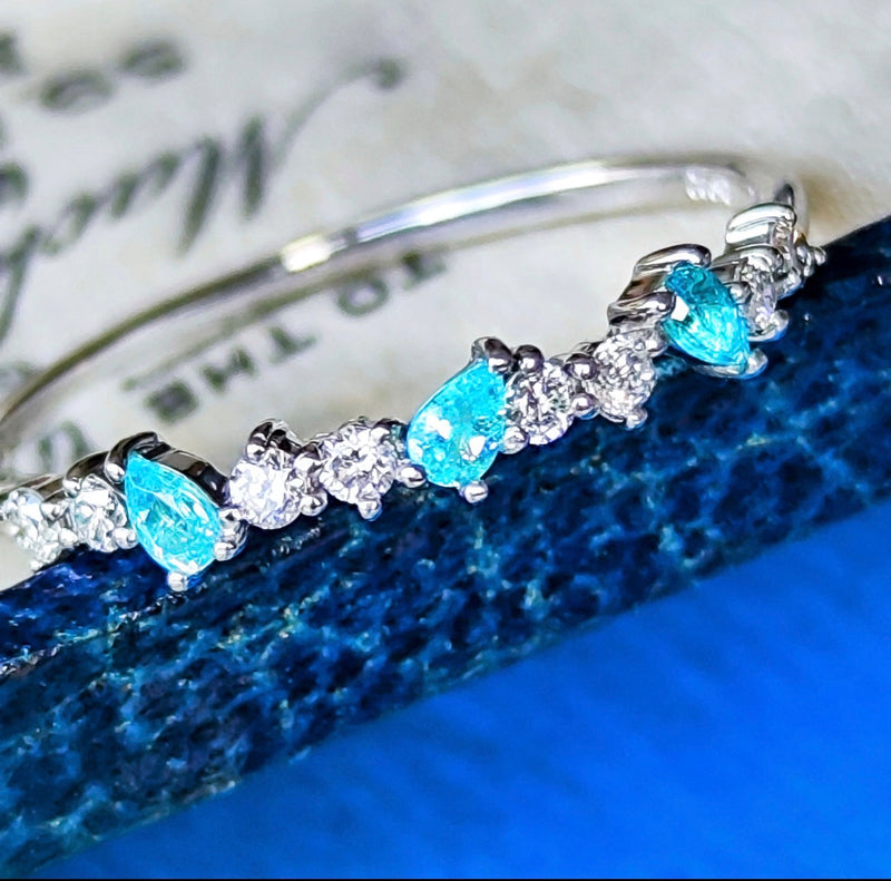 天然パライバトルマリン 天然ダイヤモンド プラチナリング