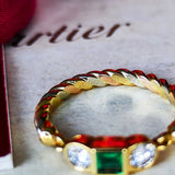 【Vintage Cartier】カルティエ エメラルド ダイヤモンド 18金スリーカラーリング