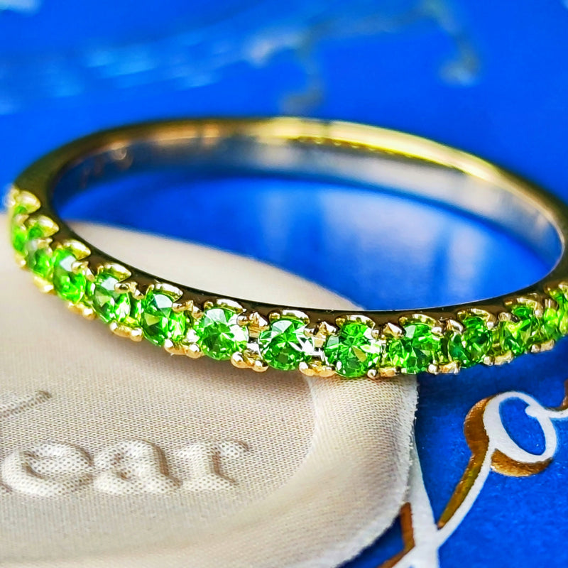 天然デマントイドガーネット ハーフエタニティリング 18金