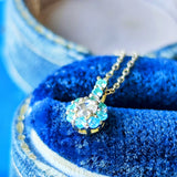 【ローズカット】天然パライバトルマリン 天然ダイヤモンド 18金 ネックレス