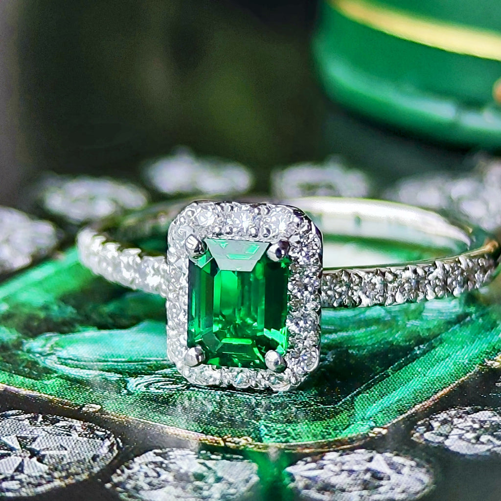 【ザンビア産】天然エメラルド 天然ダイヤモンド F1 GIA プラチナリング