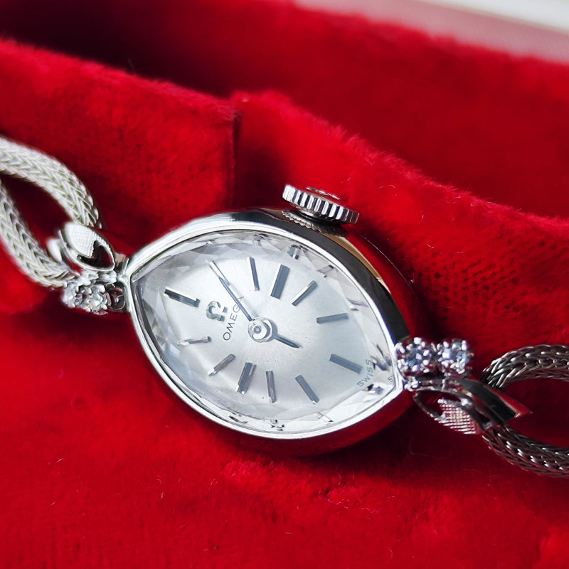 【OH済み 14金無垢】OMEGA オメガ ダイヤモンド 手巻き腕時計