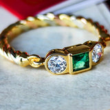 【Vintage Cartier】カルティエ エメラルド ダイヤモンド 18金スリーカラーリング