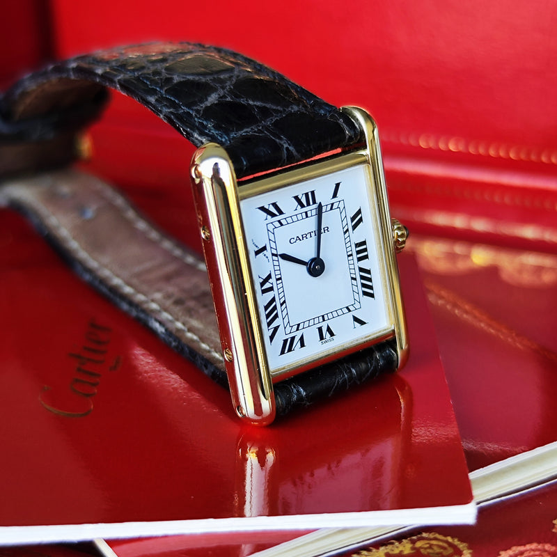 【18金無垢 OH済み】Cartier カルティエ タンク ルイ ホワイトローマンダイヤル クォーツ腕時計