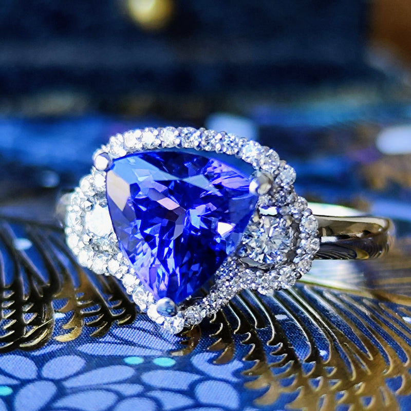 天然タンザナイト 1.91ct 天然ダイヤモンド リング