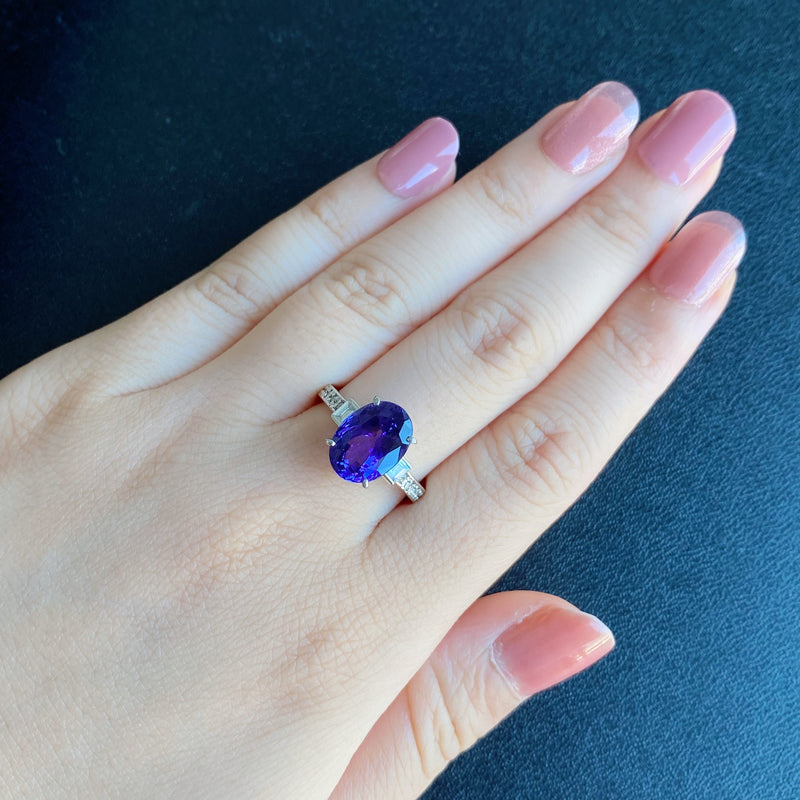 【大粒 4.42ct】天然タンザナイト 天然ダイヤモンド リング