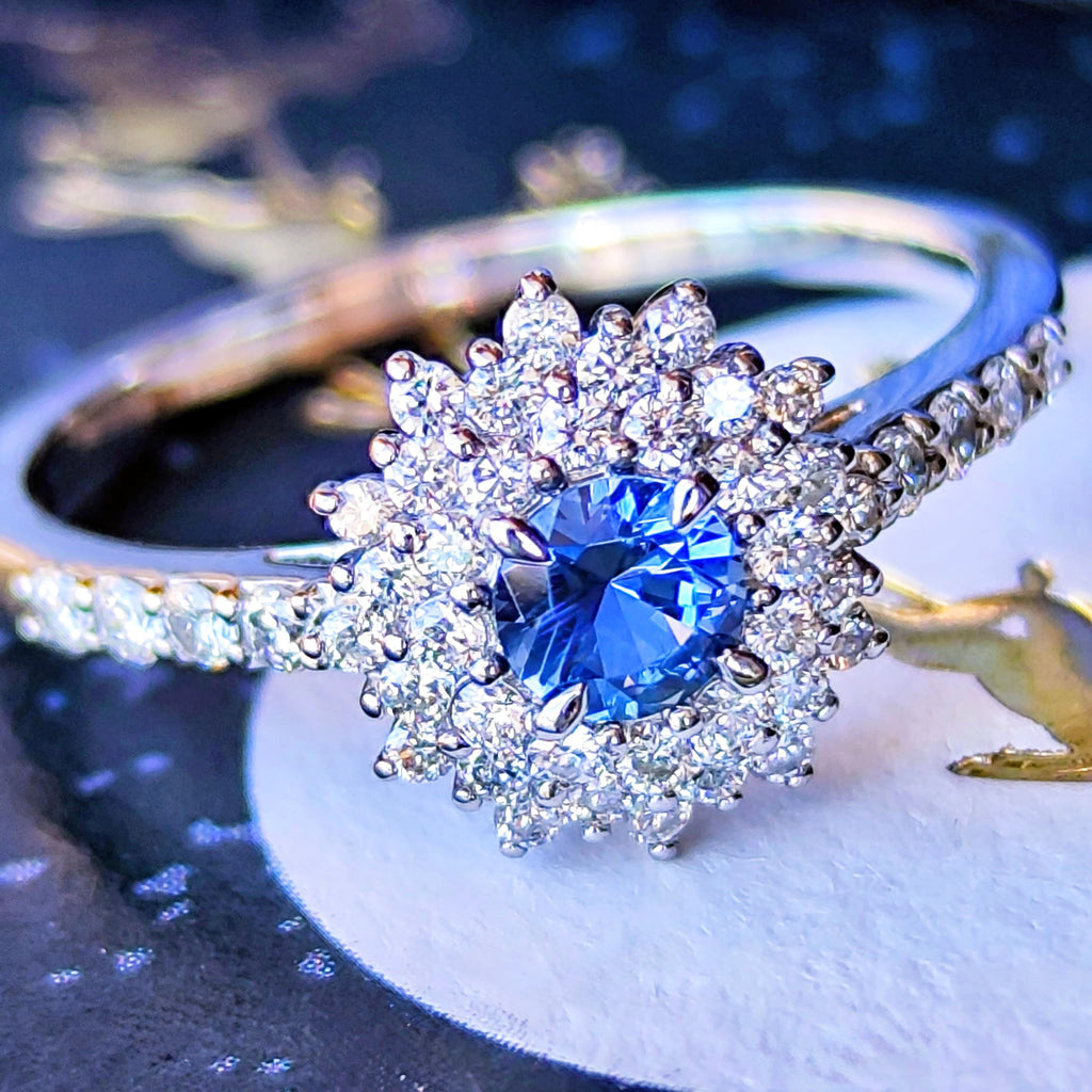【幻のサファイア ヨーゴ渓谷】天然ブルーサファイア 0.27ct 天然ダイヤモンド リング 非加熱 GIA