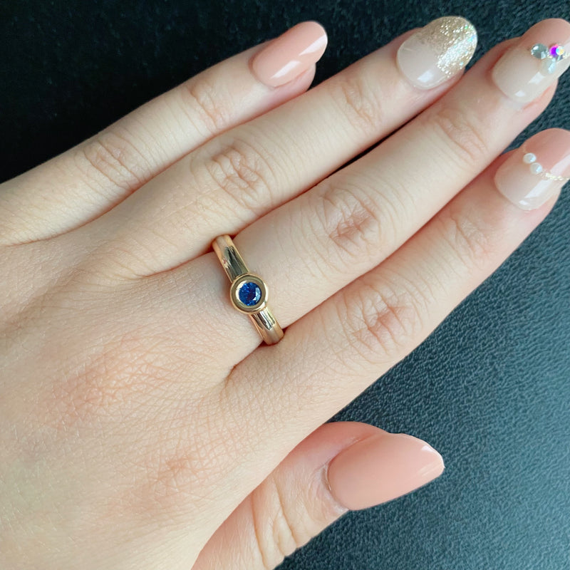 【Vintage Cartier】カルティエ モノストーン サファイア 18金スリーカラーリング