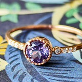 【アレキタイプ】天然カラーチェンジガーネット 天然ダイヤモンド リング 18金PG