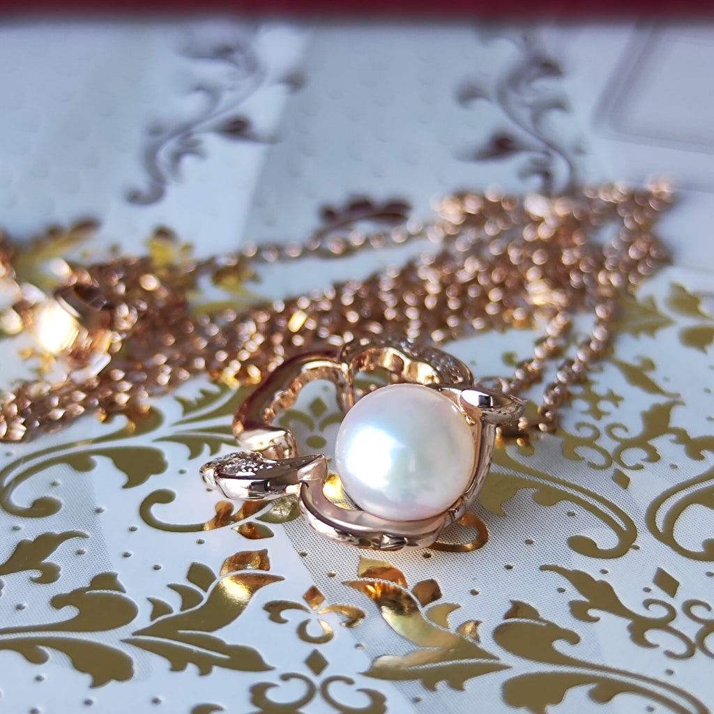 MIKIMOTO ミキモト さくらモチーフ あこや真珠 ダイヤモンド ネックレス