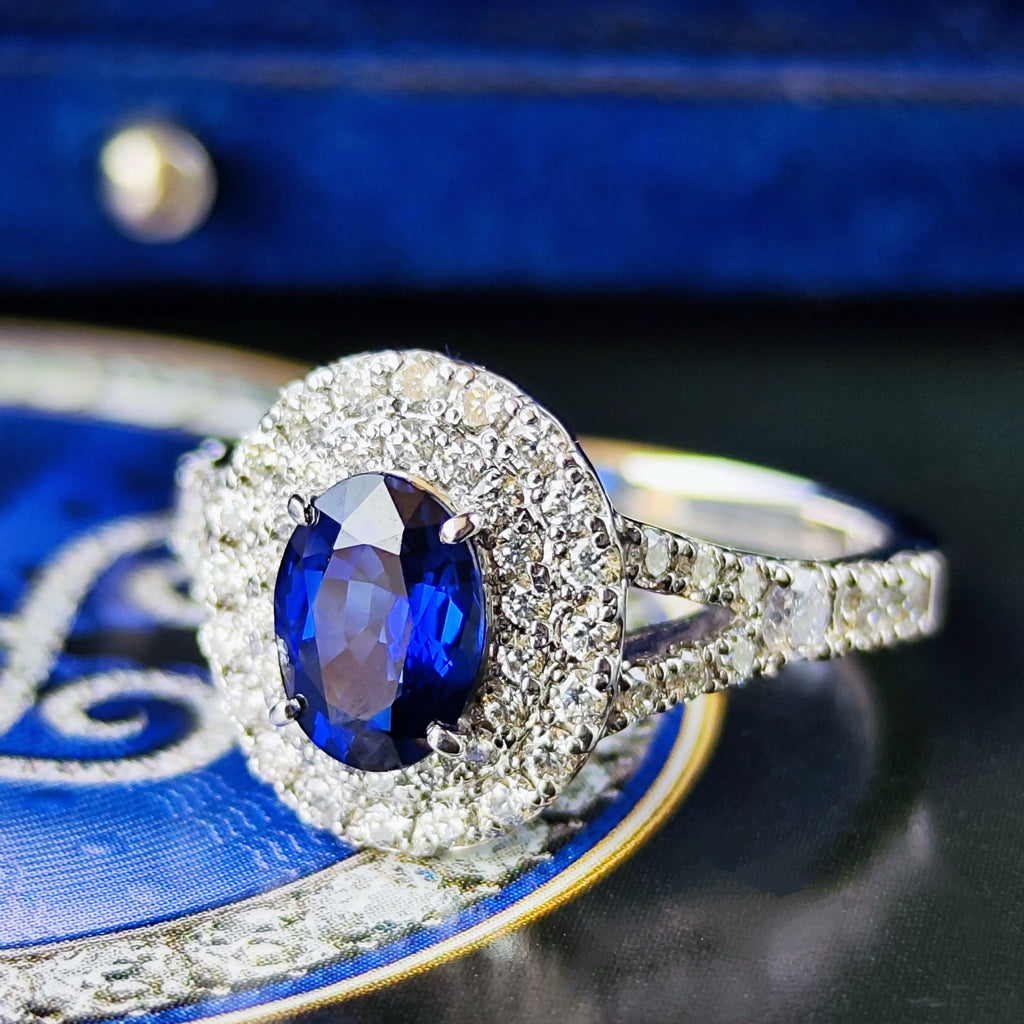 【ロイヤルブルー 大粒】天然サファイア 1.24ct 天然ダイヤモンド リング