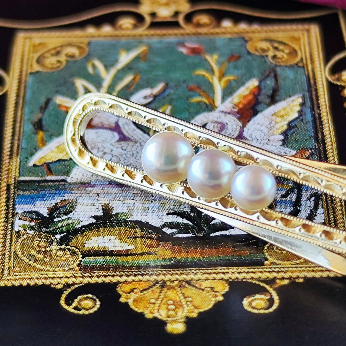 [Vintage MIKIMOTO] MIKIMOTO Akoya Pearl 14K Gold Tie Pin