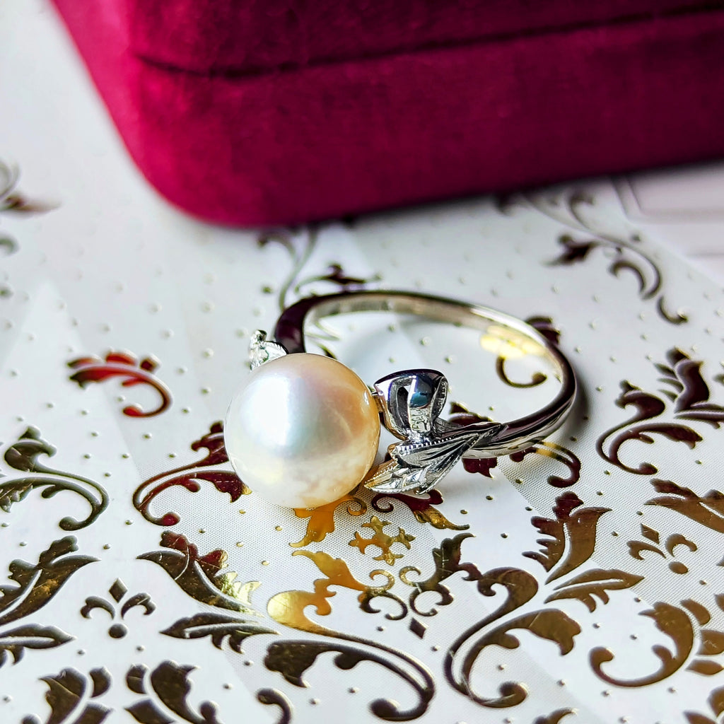 【オールドミキモト 】MIKIMOTO ミキモト あこや真珠 14金リング 陽刻