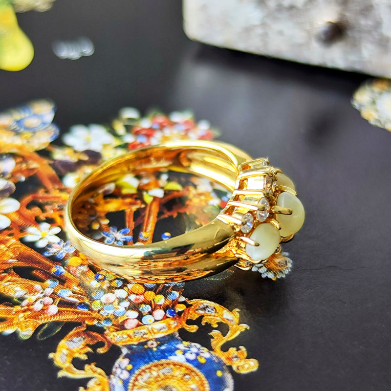 天然クリソベリルキャッツアイ 天然ダイヤモンド リング