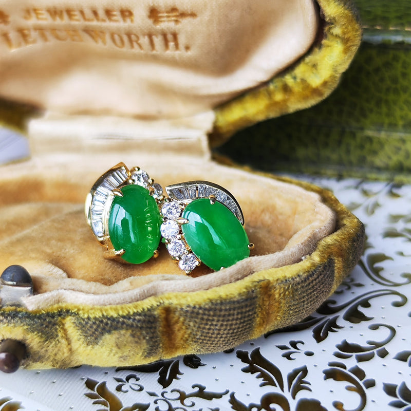 天然翡翠 天然ダイヤモンド ピアス