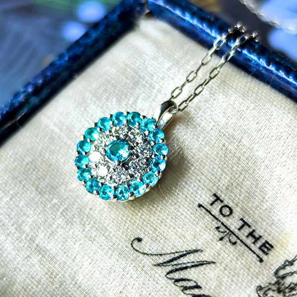 天然パライバトルマリン 天然ダイヤモンド ネックレス