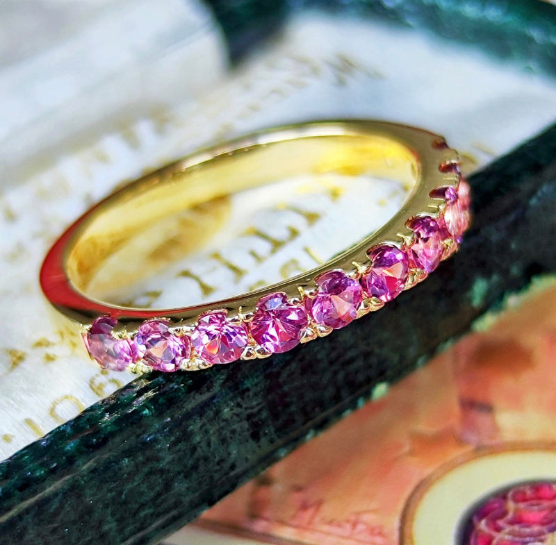 天然マラヤガーネット ハーフエタニティリング