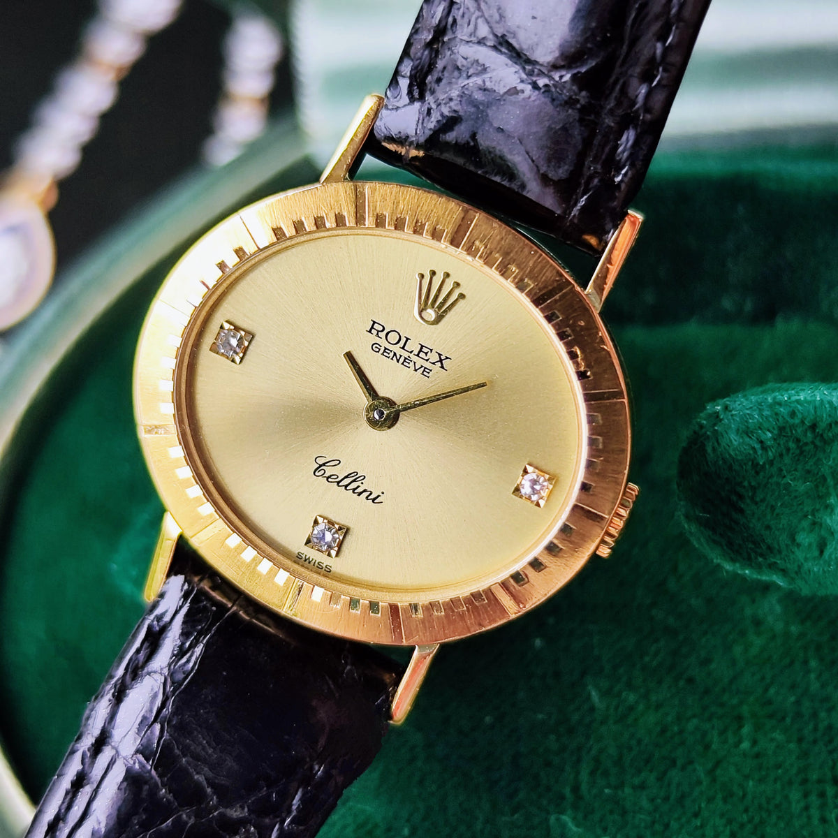 【OH済み】ROLEX ロレックス CELLINI チェリーニ 18金無垢 ダイヤモンド 手巻き腕時計