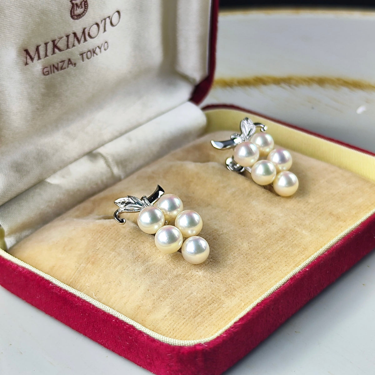 [Vintage MIKIMOTO] MIKIMOTO Akoya Pearl 14K White Gold Earrings