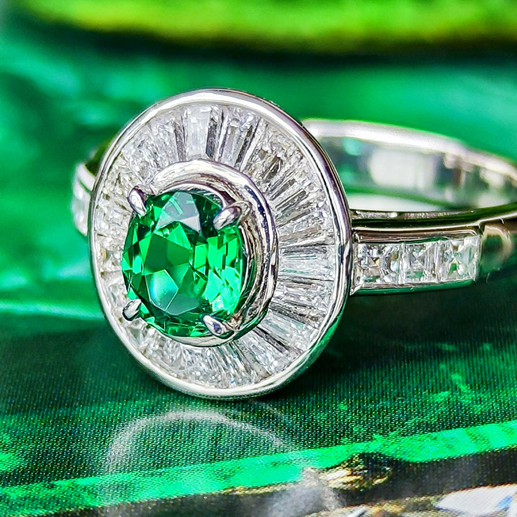 【ノンオイル ザンビア産】天然エメラルド 天然ダイヤモンド GIA プラチナリング