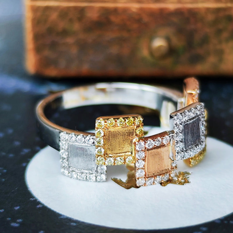 天然ダイヤモンド スリーカラー 18金リング